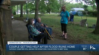 Couple getting help after flood ruins home