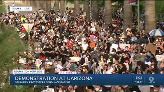 Students gather for peaceful protest against police brutality in America