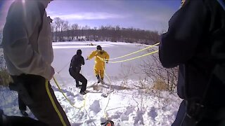 Ice fisherman rescued after falling through ice in Medina County Park