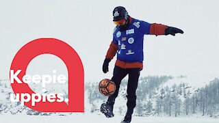 Freestyle footballer travels 50 miles across Siberian lake while doing keepie uppies