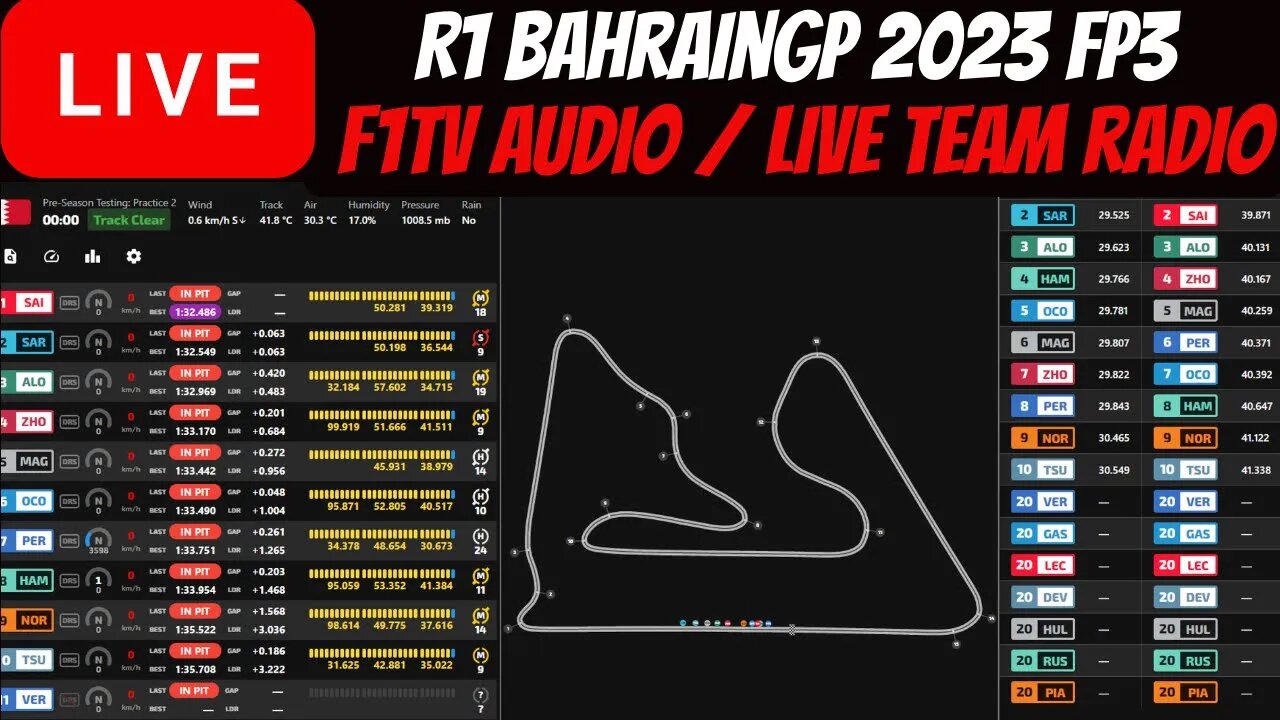 Live Round 1 Bahraingp fp3 Team radio live Live Timing and GPS Map