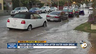 Roads open, water back on in North Park after main break