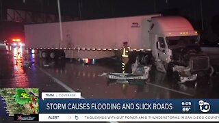 Storm leads to flooding, slick roads around San Diego County