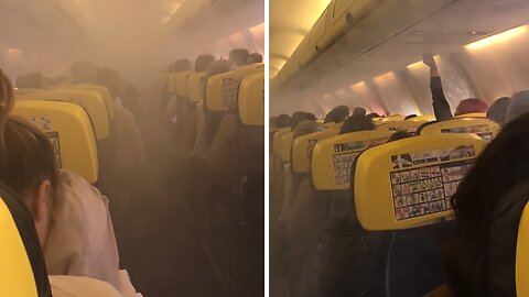 Terrifying Moment As Smoke Fills Plane Mid-flight
