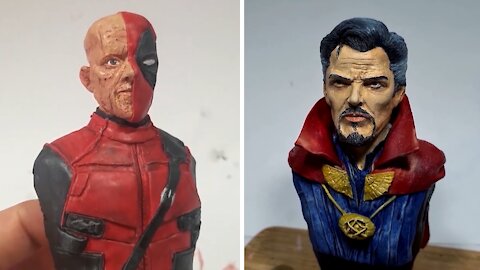 Artist sculpts Deadpool & Dr. Strange out of clay