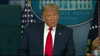 President Donald Trump holds a press conference at the White House on Thursday.