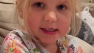 Polite little girl doesn't want to say bad words on camera