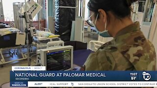 National Guard troops set up at Palomar Medical Center