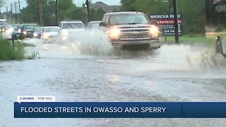 Flooded streets in Owasso and Sperry