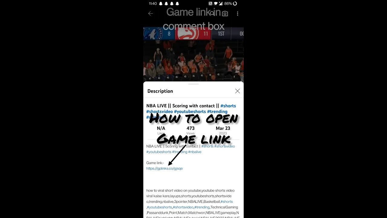 How to open Game link in my videos