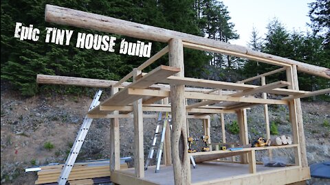 Tiny house off grid cabin structure goes up!