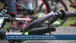 9-year-old boy hit by truck riding bike