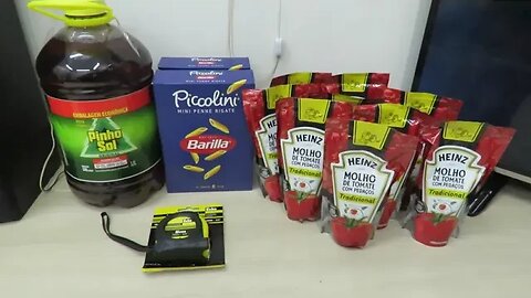 Trena com Caixa Plástica Emborrachada Eda; Pinho Sol; 9x Molho de Tomate Heinz; 2x Macarrão Barilla