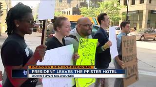 Protesters, supporters send message to Present Trump while in Milwaukee