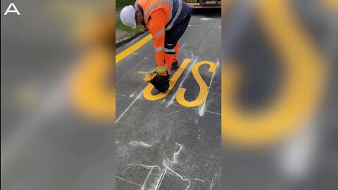 Satisfying Video Of Man Drawing Bus Stop Lines Goes Viral With Over Five Million Views