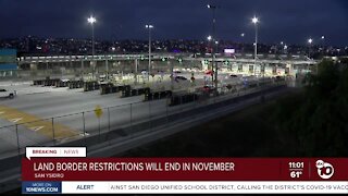 Land border travel restrictions will end in November