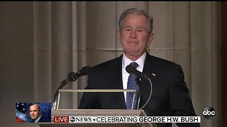 Former President George W. Bush speaks at his father's funeral