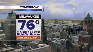 Cloudy and cooler with some showers Thursday
