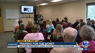 A group of home daycare providers in Lakewood attend active shooter training