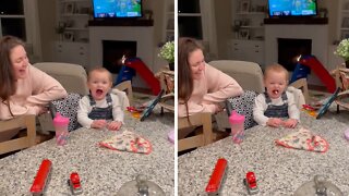Toddler incredibly catches marshmallow in her mouth