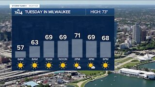 Partly cloudy and mild Tuesday ahead
