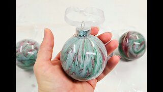 DIY Acrylic Pour Christmas Ornaments