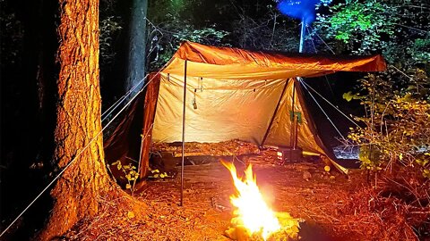 Autumn Hot Tent Camping | Cooking on Wood Stove