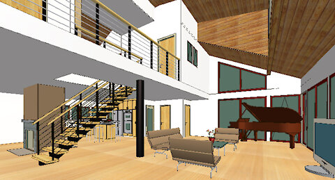 Solar Study - CAD interior with exterior trellis - www.ENRarchitects.com