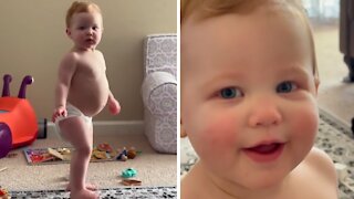 Dancing baby gets mad when mom stops the music
