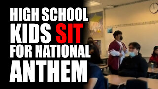 High School Kids SIT for National Anthem