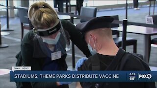 Stadiums, theme parks used for vaccination sites