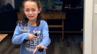 Little girl reacts to fake poop prank
