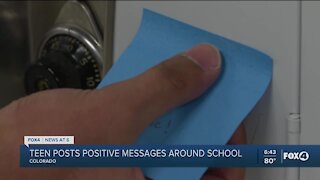 High school student posts hundreds of positive messages around his school