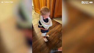 Toddler gets head stuck in potty seat