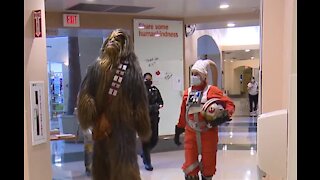 Children in a Las Vegas hospital surprised with Star Wars characters