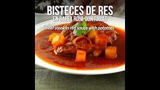 Beef Steak in Red Sauce with Potatoes