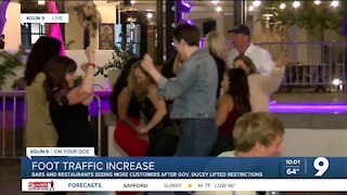 Foot traffic increases at bars and restaurants during first weekend of lifted restrictions