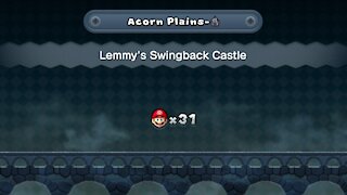 Acorn Plains-Castle Lemmy's Swingback Castle (All Star Coins). New Super Mario Bros. U Deluxe
