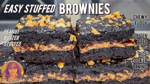 Easy Stuffed Brownies Recipe | Peanut Butter Stuffed | Gluten Free | EASY RICE COOKER RECIPES