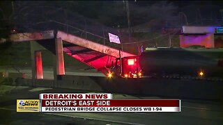 Pedestrian bridge collapse blocks off westbound I-94