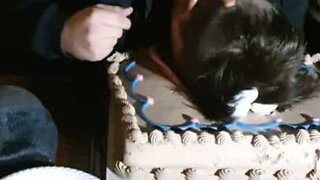 Birthday boy ingeniously avoids cake prank