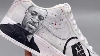Young designer creates sneakers artwork in tribute to George Floyd