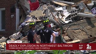 Officials investigates an explosion in Northwest Baltimore