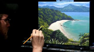 Acrylic Seascape Painting of a Tropical Island - Time Lapse - Artist Timothy Stanford