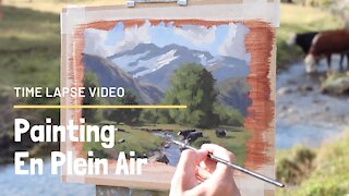 Time Lapse Video - EN PLEIN AIR Painting at the Matukituki River, New Zealand