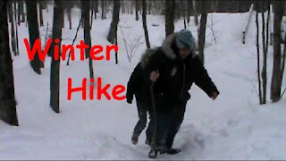 Winter Hike On The Mountain Trail