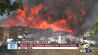 Caliente Fire ignites pallet yard in Otay Mesa