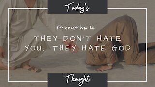 Today's Thought: Proverbs 14 - They don't hate you.. They Hate God!