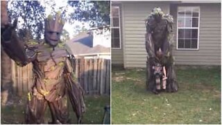 Dad creates incredibly realistic Groot costume!