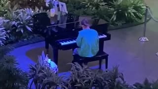 Nurse Plays Piano At Hospital